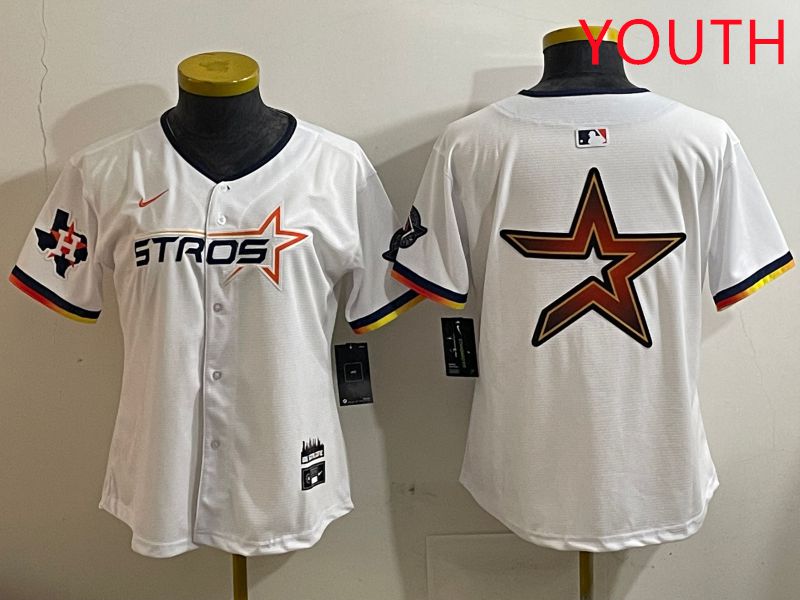 Youth Houston Astros Blank White three generations Joint Name Nike 2025 MLB Jersey style 12->youth mlb jersey->Youth Jersey